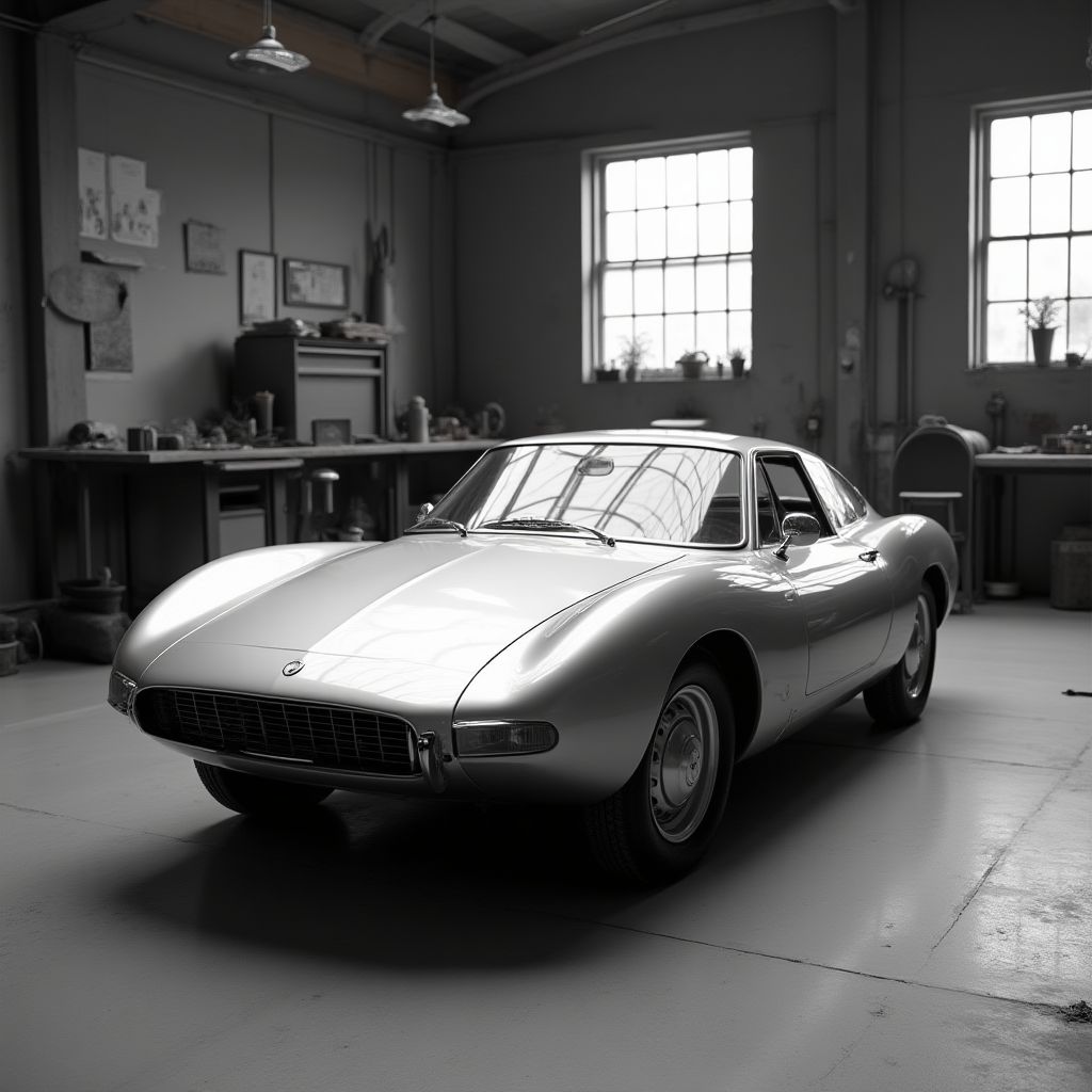 Le premier prototype de voiture VoltCar dans un garage