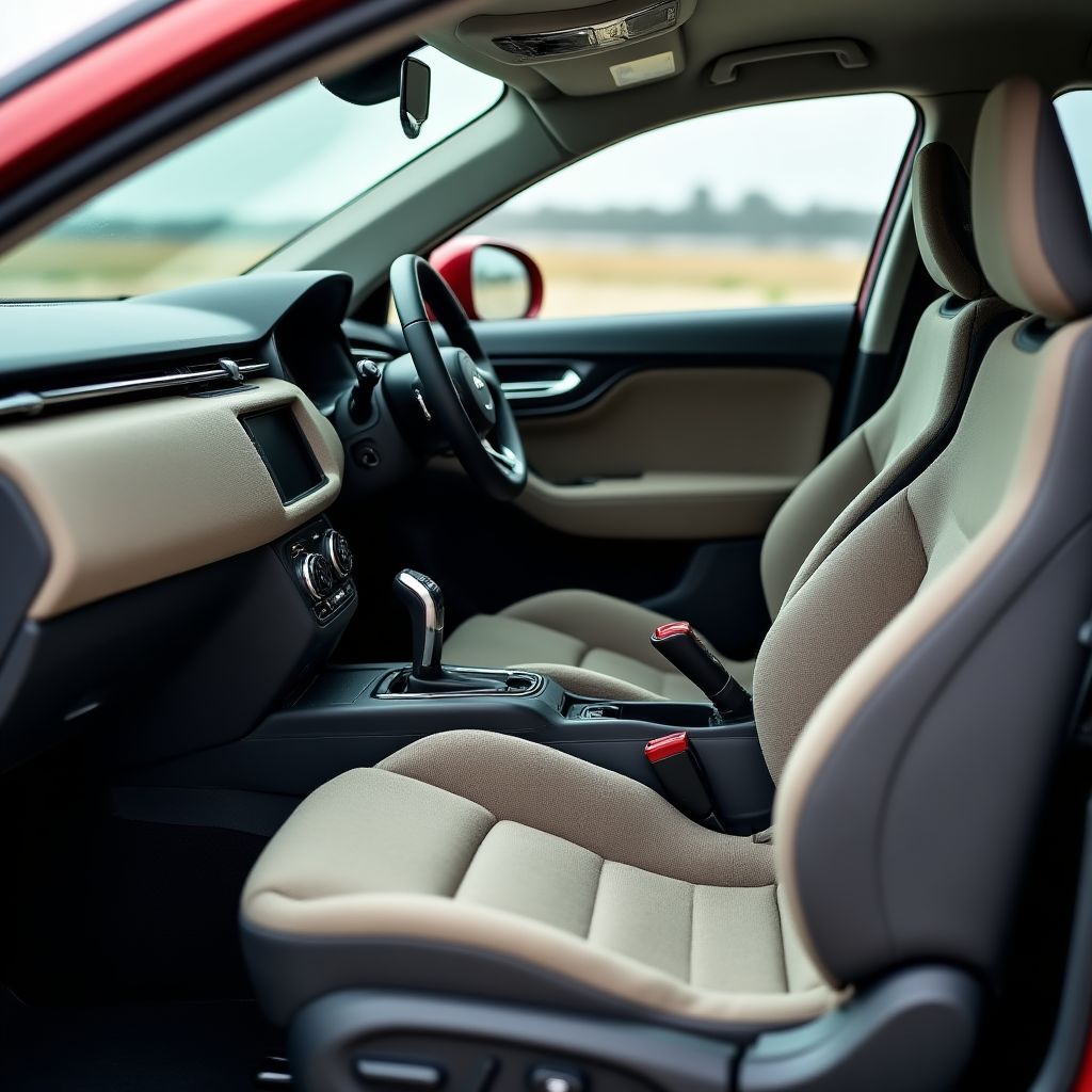 Intérieur d'une voiture fait de matériaux recyclés